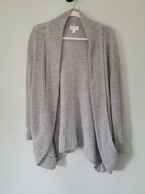 Open-Front Knit Cardigan in Light Gray - Market & Spruce - Size Medium